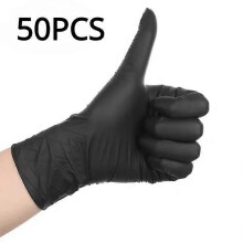 (Black50PCS, S) Black Nitrile Gloves, Thickened Durable, Smooth Lining, S/M/L/XL, 20/50/100PCS, for Cleaning Dishwashing Garden Hair Dyeing Tattoos