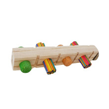 (Colorful, 20cmx4cmx7cm) Parrot Chewing Toy Play Stand Wooden Perch for Budgies Cockatiels Conures