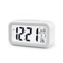 (white) Smart Alarm Clock, Large LED Display, Automatic Sensor Night Light, Built-in Thermometer, Plastic, Quiet, Energy Saving