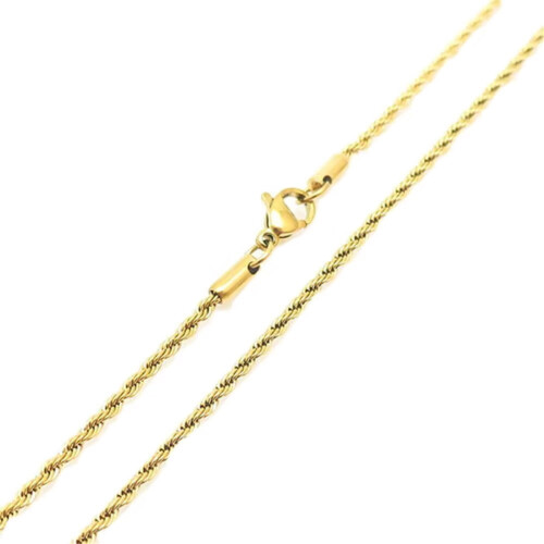 Colar de corda em aço inoxidável para homens e mulheres, 55 cm (21,7 polegadas).