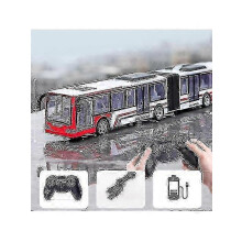(Red Extended Bus) Bezdrôtová diaľkovo ovládaná dvojposchodová autobusová hračka so svetelnou simuláciou pre deti