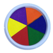 (6 Colors, 03) Large Round Craft Ink Pads for Fingerprint Stamps, Washable Non-Toxic Rainbow Colors, 16x18cm