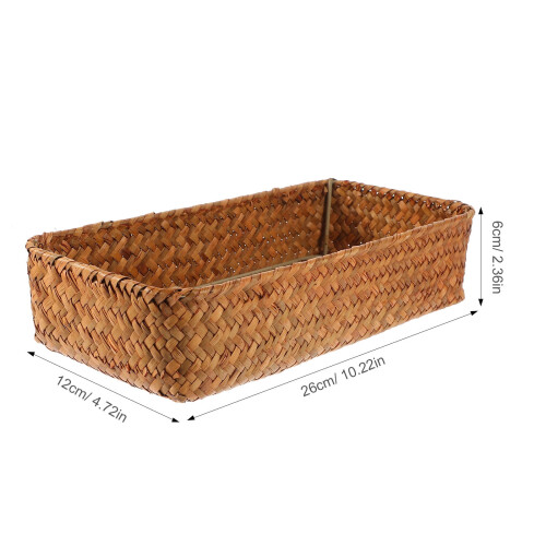 Panier à couverts tressé MUSEYA marron clair multifonctionnel 1