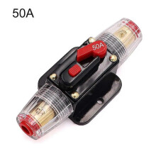 (50A) Disjuntor de Rearme Automático 20A-150A 12V-24V para Carro Caminhão Barco Marinho ABS Preto