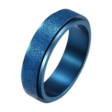 Bague anti-stress rotative en acier inoxydable bleue taille 12