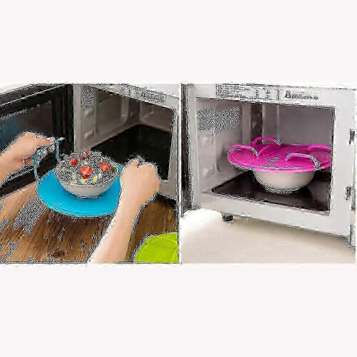 (2 PCS Blue) Microwave Oven Steaming Rack, Plastic Foldable 2-layer Storage Rack for Microwave Refrigerator Tabletop