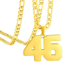 Rozsdamentes acél atlétaszám nyaklánc Gold46
