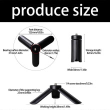 (Black) Mini camerastatief, 1/4 inch schroefdraad, draagbaar, opvouwbaar bureaustatief, compatibel met EVO 70 kleine camera's, draagvermogen van 2 kg