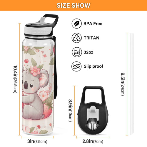Αθλητικό μπουκάλι νερού Koalas Strawberry 32oz χωρίς BPA 2