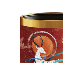 (Deer Gold) Elegant Open Top 10L Trash Can for Kitchen Office, PP PU Leather Waste Bin