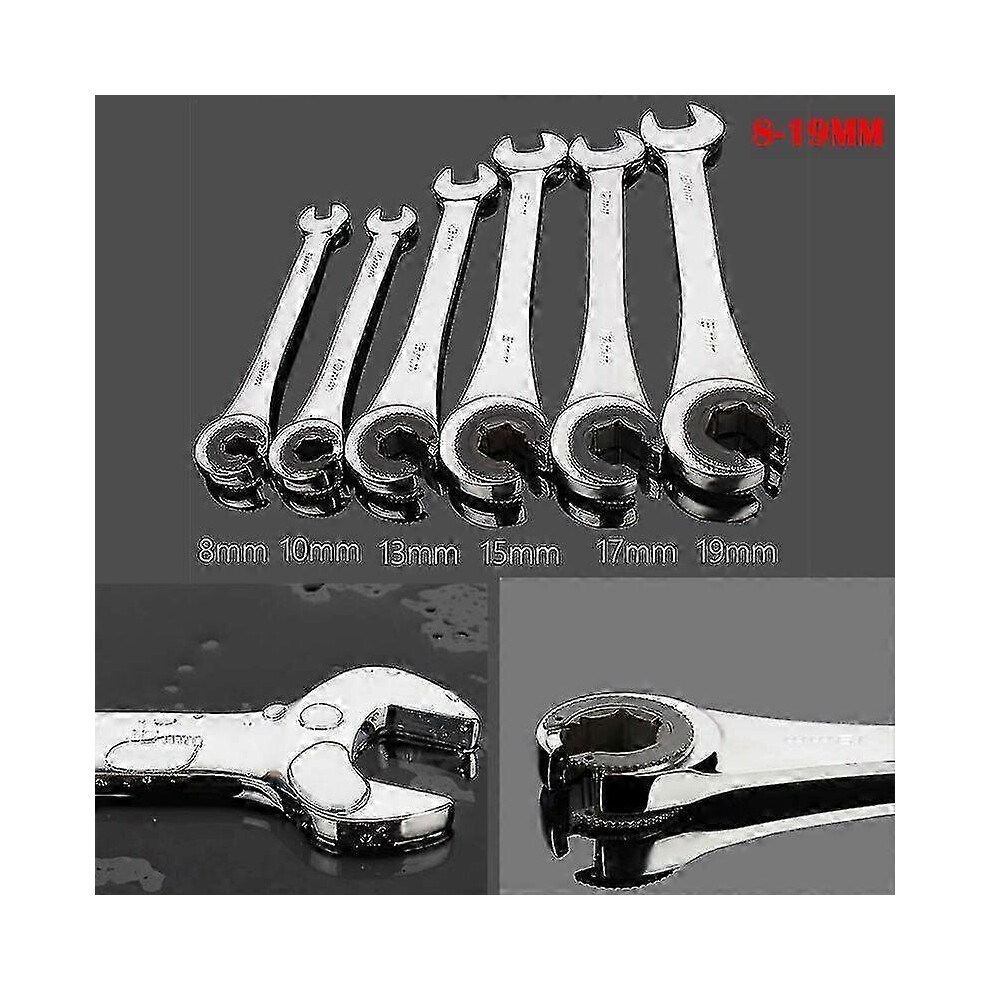 (13Mm 1) Tubing Ratchet Wrench 8-19Mm Chrome Vanadium Steel 72-Tooth Ratcheting Double End Spanner 6901168368527