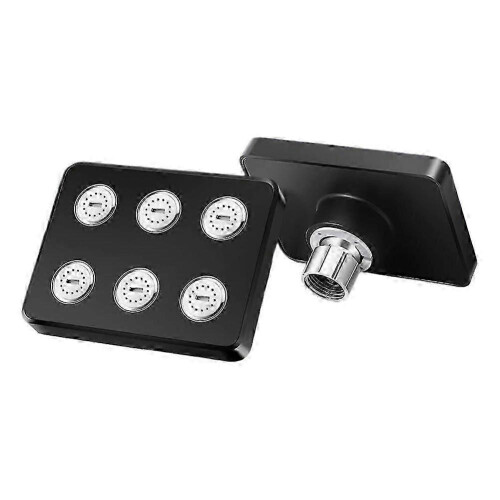 (Black) Rainfall Shower Head Water Saving High Pressure Shower System Replacement Compatible with Standard 4-Point Interface