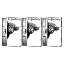 (color3, M) Aluminum Vintage Highland Cow Sign, Funny Are You Pooping Black White Bathroom Western Wall Decor
