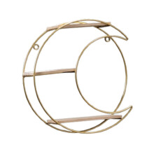 (Moon) Floating Wall Shelf 3 Tier Metal Circle Design for Bathroom Living Room