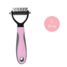 (pink, Small) Pet Hair Removal Comb, Plastic, for Dogs Cats Detangler Fur Trimming Deshedding, for Felted Long Curly Hair, 2 Size Options