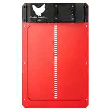 (Red) Automatische kippenhokdeur met lichtsensor en timer, werkt op batterijen, IP44 waterdicht.