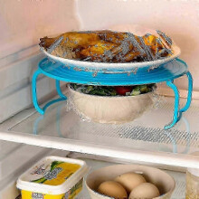 (Green) Microwave Oven Steaming Rack, Plastic Foldable 2-layer Storage Rack for Microwave Refrigerator Tabletop