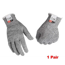 (GRAY 1 Pair, XL) Cut Resistant Gloves EN388 Grade 5, HPPE Material Food Safe Machine Washable for Kitchen Industrial Gardening Glass Cutting Tasks