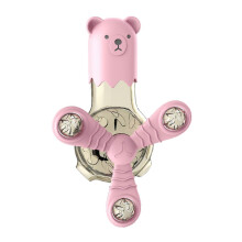 (Pink) Interactive Cat Slow Feeder Toy Rotatable Fan Treat Dispenser Wall Mount Lake Blue