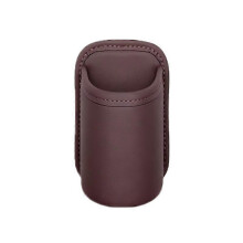 (Brown) Car Seat Back Cup Holder Storage Bag, Leather Back Clip Secure Fit, Multi-Position Mount, 10x16cm Interior Small Item Organiser for Vehicles