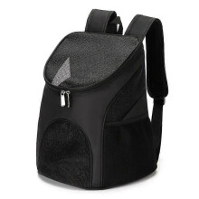 (Black, L) Foldable Large Capacity Pet Backpack, Breathable Mesh, Double Shoulder for Dog Cat Outdoor Travel Carrier