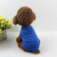 (dark blue, L) Gilet pour chien en coton uni, t-shirt d'été pour animaux de compagnie de petite et moyenne taille