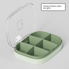 (Green, 6 grids) Travel Pill Box Portable Moisture Proof Pill Organizer with Compartments for Daily Medicine Vitamin Holder