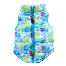 (light blue letters, M) Veste rembourrée pour chien avec harnais pour l'hiver, garnie de coton, disponible en plusieurs couleurs et tailles.