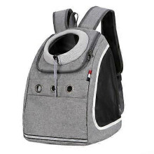 (Light Grey) Pet Backpack for Dog and Cat with Mesh Window, Adjustable Shoulder Straps, 37x24x42cm, Oxford Cloth, Black Grey Red Blue Optional