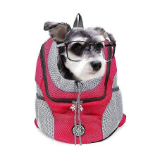 (Ross Red, 41x55x25 cm) Pet Carrier Backpack for Dogs, Breathable Mesh Travel Shoulder Bag, Small Medium Large Sizes