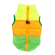 (three green, M) Padded Dog Jacket with Harness for Winter, Cotton Filled, Multiple Colors and Sizes