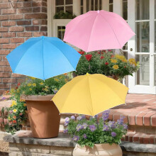 (Grey) Plantenparasol, in hoogte verstelbaar, 50 cm diameter, 75% zonlichtblokkering, metalen frame, regenbestendig polyester doek voor buitenplanten