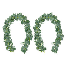 10-Pack 6.5 Feet Artificial Eucalyptus with Willow Garland Fake Vine Plant with Leaves Faux Silver Dollar Greenery
