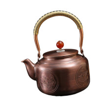 (auspicious beast) Täyskuparinen teekannu, 1300ml, 14cm x 11cm, käsintehty, ergonomisella kahvalla, veden keittämiseen ja teen valmistukseen