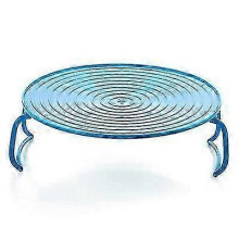 (2 Blue) Microwave Steaming Rack for 2-Layer Cooking, Foldable Tripod Base, Plastic Storage Organizer