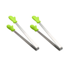(Green, C) 2-teilige Silikon-Eiswürfelzange mit Edelstahlgriff, lebensmittelecht, leicht zu reinigen