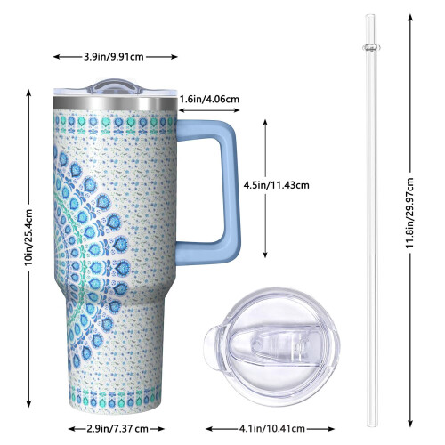 Pahar Boho cu mâner și pai, 40 oz 2