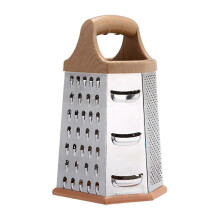 (9inch) Sechsseitige Edelstahl-Reibe mit ergonomischem Griff und rutschfester Unterseite für Käse und Gemüse