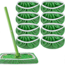 (2st) Reusable Mop Replacement Pads compatible with Swiffer Sweeper, Coral Velvet Wet Dry Use for Hardwood Vinyl Tile Floors, 25.4x11.5cm, Green