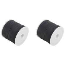 2 Rollo 24M Largo Negro Redondo Elastico Rebordear Hilo de Cordon 1Mm
