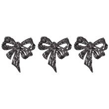 3X Vintage Rhinestone Bow Brooches for Women Black Bowknot Brooch Pin Fashion Jewelry Coat Accessories Elegant Style