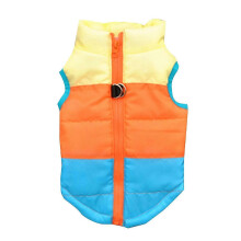 (Three spell blue, S) Veste rembourrée pour chien avec harnais pour l'hiver, garnie de coton, disponible en plusieurs couleurs et tailles.