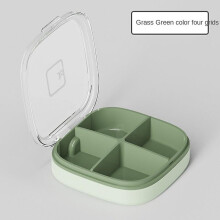 (Green, 4 grids) Travel Pill Box Portable Moisture Proof Pill Organizer with Compartments for Daily Medicine Vitamin Holder