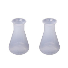 2X Botella Envase Frasco Erlenmeyer Quimico Laboratorio Transparente de Plastico - 250 Ml