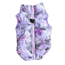 (purple tie dye jacke, L) Padded Dog Jacket with Harness for Winter, Cotton Filled, Multiple Colors and Sizes