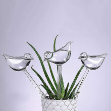 (5 Pcs) Zelfwaterende bollen in vogelvorm, handgeblazen helder glas, automatische bewatering voor huis en tuin, 3 stuks