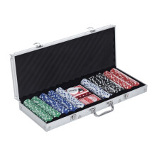 Poker Set with 500 Chips, 2 Card Decks, Dice and Lockable Aluminum Case