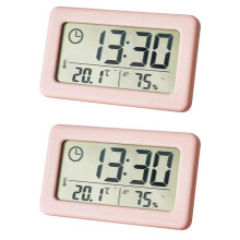 2X LED Digitale Klok Elektronische Digitale Scherm Desktop Klok voor Thuiskantoor Achtergrondverlichting Snooze Data Kalender Klokken - Roze