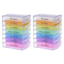 2X Medicina Semanal Almacenamiento Pildora 7 Dias Tablet Clasificador Caja Contenedor Caja Organizador