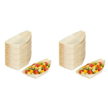 100x finger food - bowls, "boat" biodegradable wood 11 cm x 6.5 cm